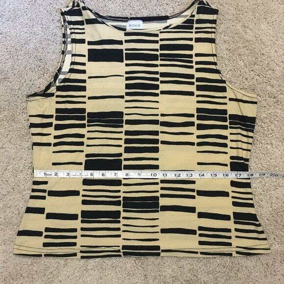 Vintage Y2K Canadian Creamed Honey and Black Stretchy Barcode Tank Top - Picture 12 of 14